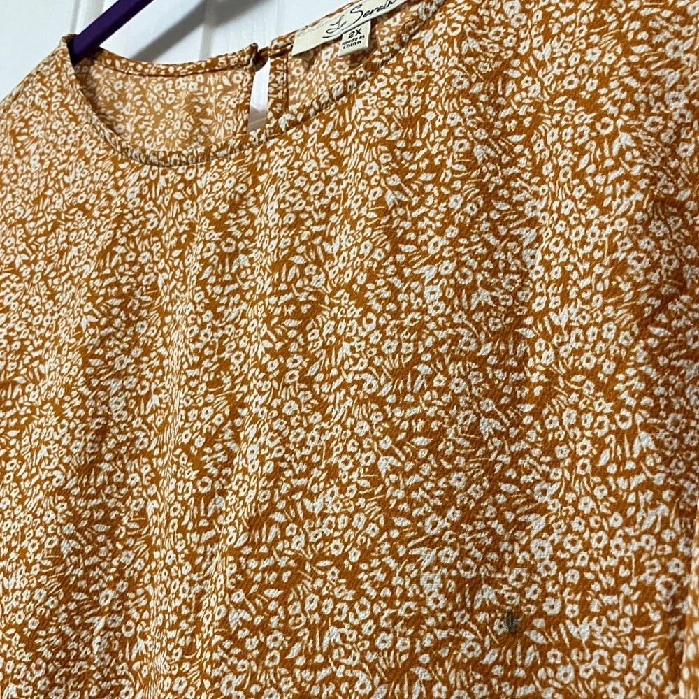 Chic Ruffle Sleeve Blouse - Brown - Picture 4 of 7
